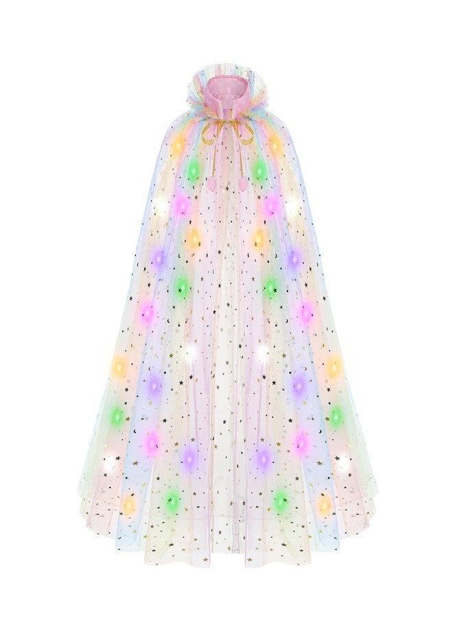 HSCTEK Light Up Princess Cape, Rainbow Princess Dress up Tulle Cape, Coloful Princess Outfit Costume Accessories Kids Toddlers Girls - Image 1
